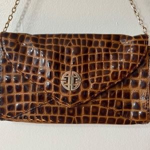 Antonio Melani Brown Leather Croc Purse